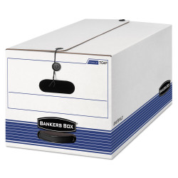 Bankers Box STOR/FILE Storage Box Legal String and Button White/Blue 4/Carton