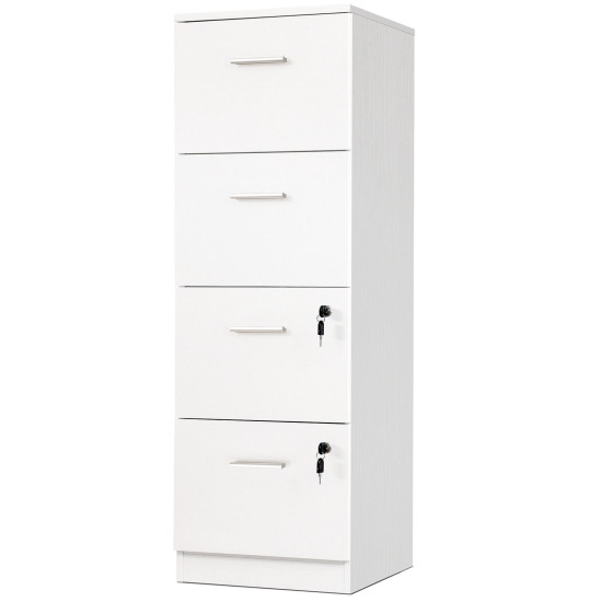 16" W 4 Drawers Wood File Cabinet White Storage Shelf Home Office Filing Cabinet